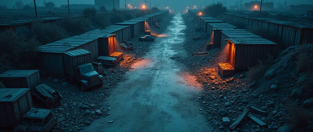 vampire the masquerade, map rpg, ((seen from above, a large junkyard, with some broken cars, some mountains of rubble,)), game art, birdseye straight top-down shot from a drone, battlemap, current modern theme, seen from above, role-playing game, empty location, nighttime environment, (with realistic proportions and textures, intricate details, handdrawn, vibrant, cinematic lighting, masterpiece, 8k:1.2)