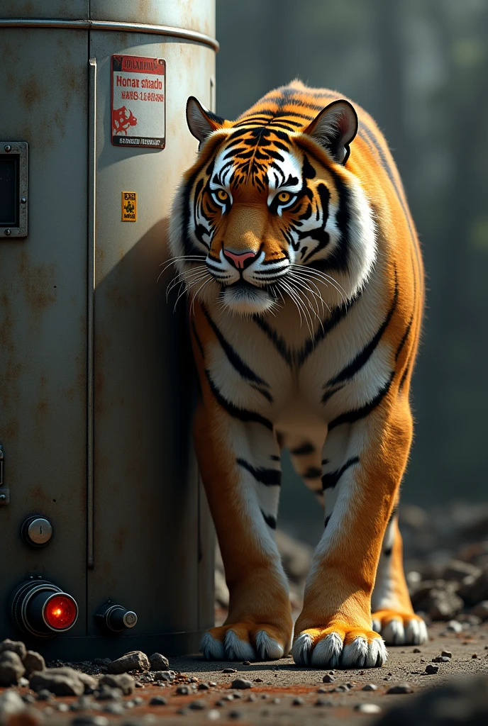 Tiger and biohazard tank side me