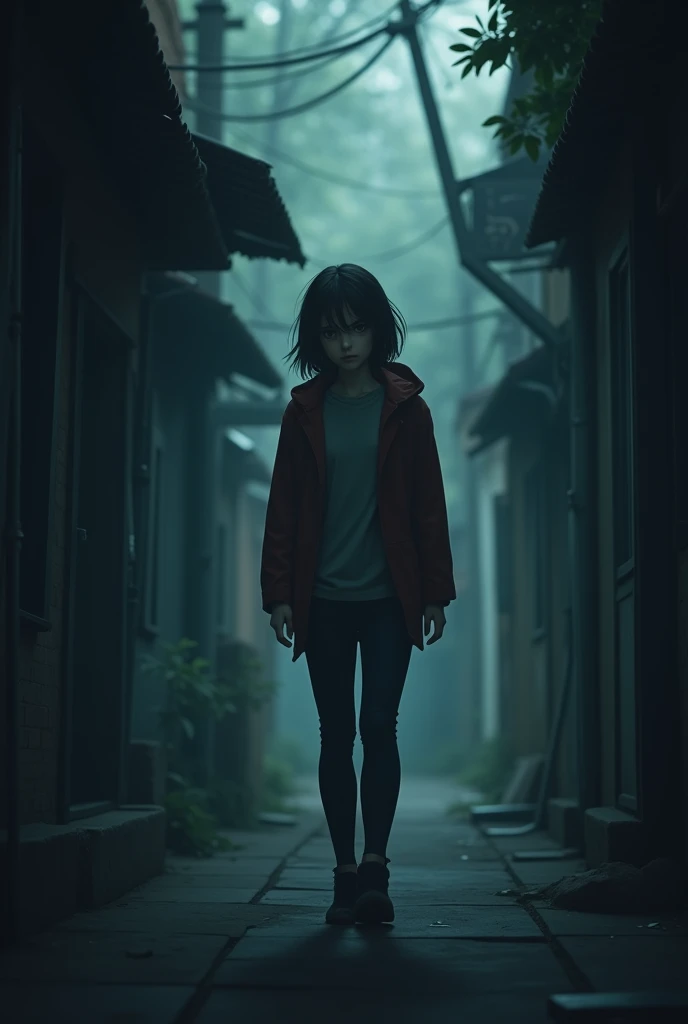 "Suddenly, he heard footsteps behind him. He stopped and looked back, but there was no one there."