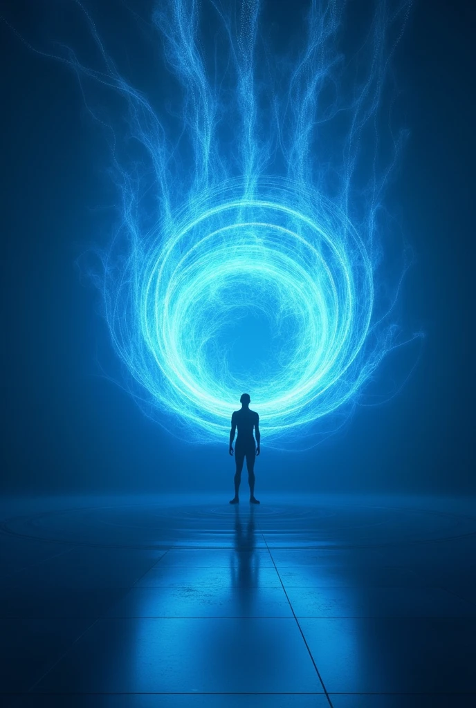 surround sound, immersive sound, powerful sound, bass impact, blue color, not put in human and robot, sound effect, metaphysics
