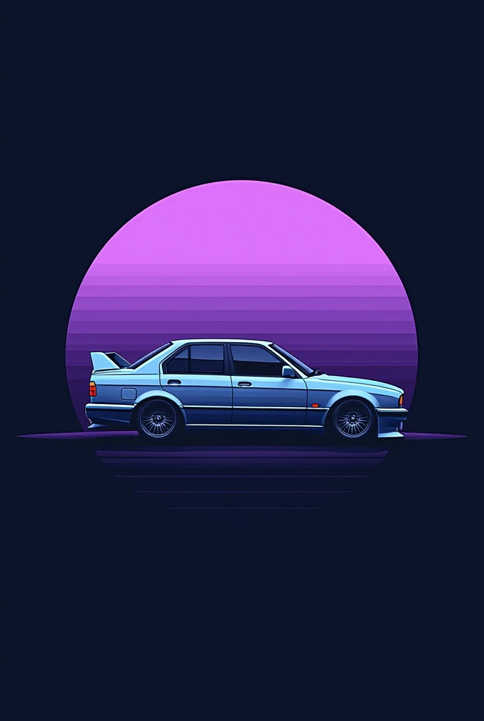 Le logo se présente sous la forme d’un cercle de couleur violet avec des nuances plus claires et plus foncées, créant un effet de dégradé subtil. Au centre du logo, on peut voir une silhouette de profil d’une BMW E34 de couleur bleu clair. Cette voiture est parfaitement centrée dans le cercle violet. Autour de la voiture, dans un cerclage noir, on peut lire les mentions “MoleculeTHC” et “Bartoch Modding” écrites en lettres blanches. L’ensemble dégage une esthétique épurée et élégante, avec les éléments principaux. l'orthographe doit etre irréprochable 