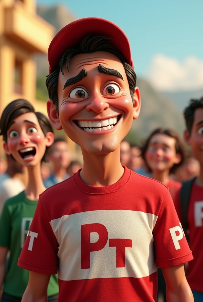 Bolsonaro in Pixar wearing PT party clothing