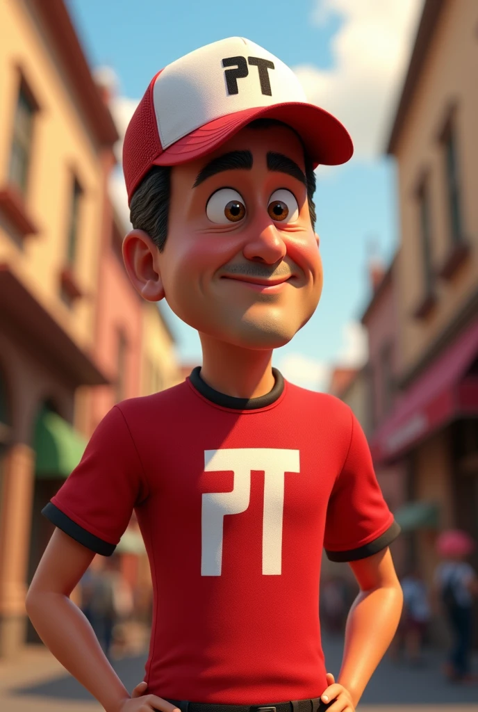 Bolsonaro in Pixar wearing PT party clothing