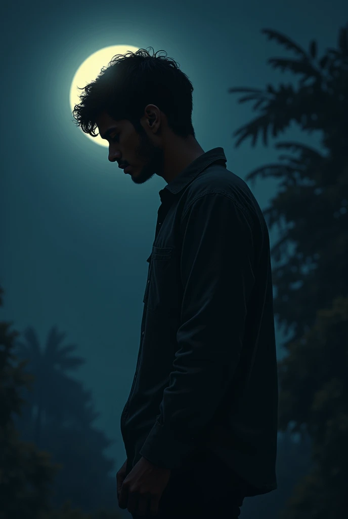 In the darkness of the night, Suresh the young man was very sad.