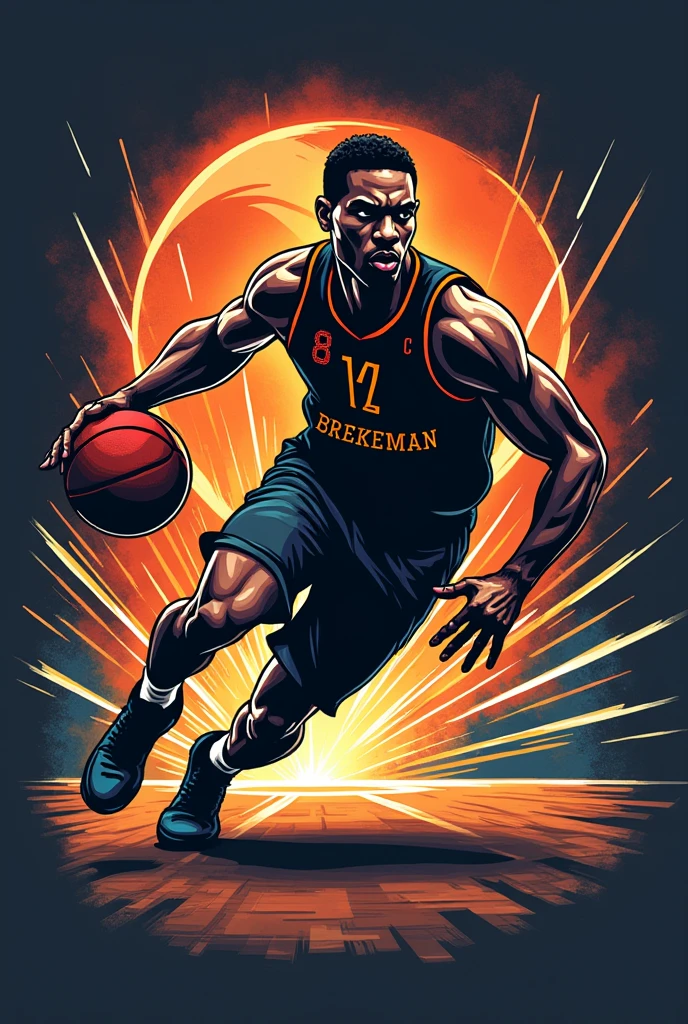 Create a basketball themed logo image with the name Breakeman in plenty of detail 
