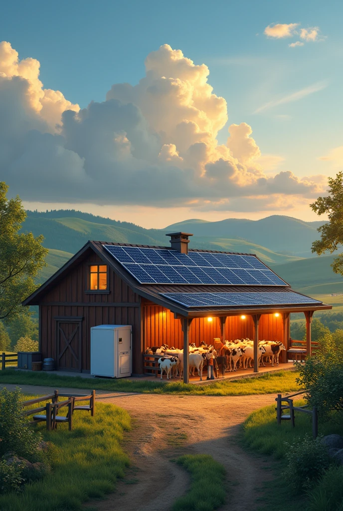 Solar-powered stable lighting and dairy refrigeration
