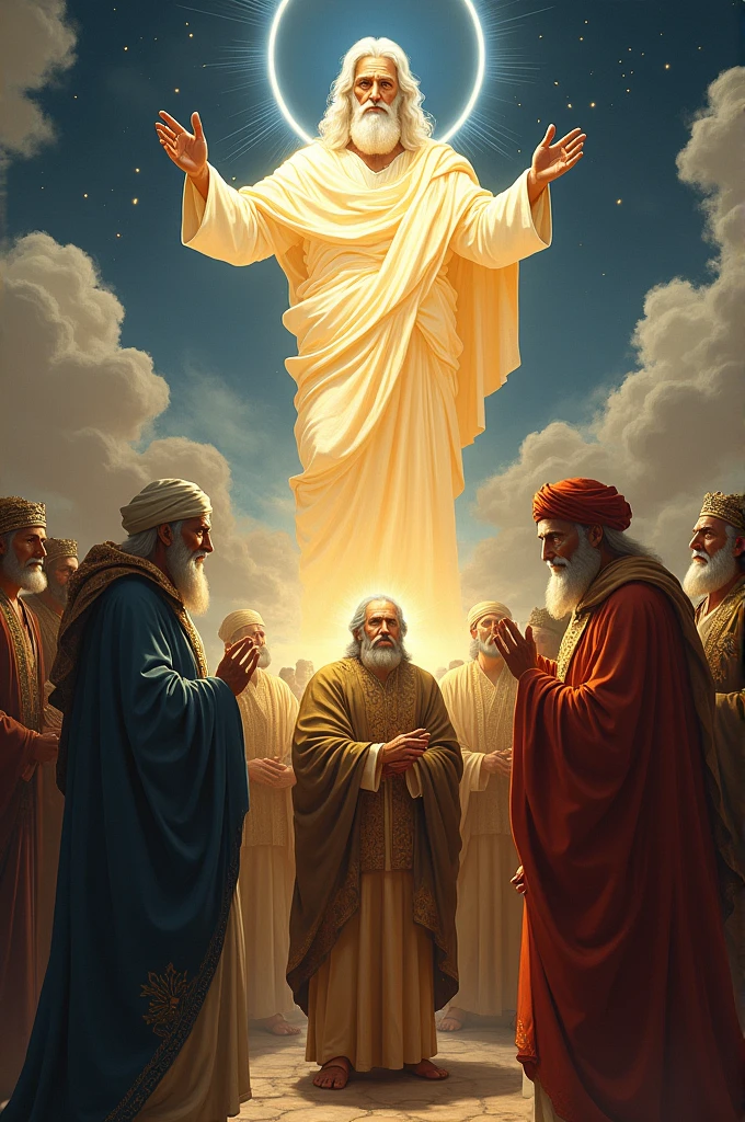 God and the three wise men with Barrabas