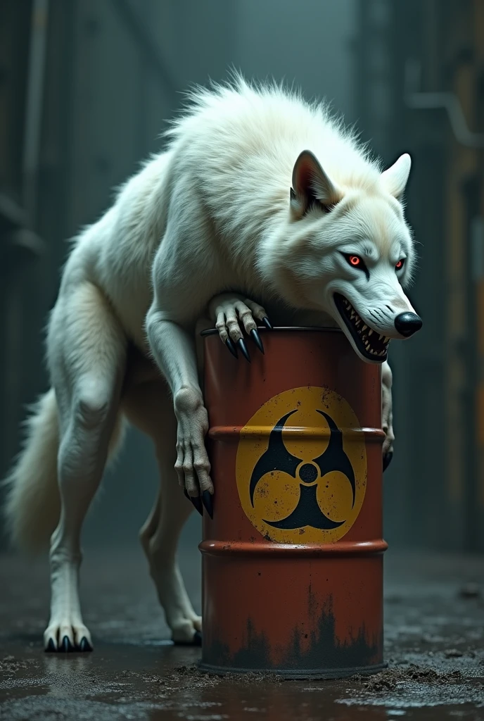 White wolf and biohazard drum hybrid danger image 