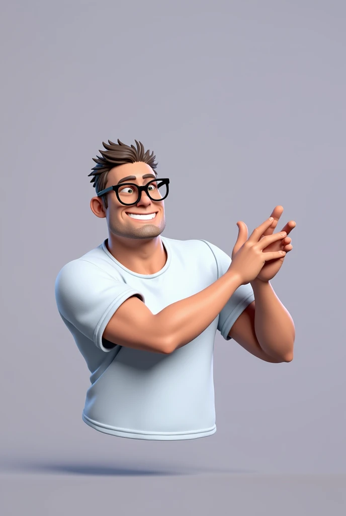 Cartoon character of a man in black glasses and blue shirt, animation character, stylized character, animation style rendering, 3d stylized, Arnold Maya rendering, Stylized 3D rendering, toon render screenshot, 3d character, 3d character, Stylized 3D rendering, 3D character rendering, cartoon character, Personagem de close up, character posing,  (Pixar-style) (master part:1.2) (bokeh) (best qualityer) (skin detailed) (detailed texture) (8k) (Argilla) (cinematic lighting) (sharp focus