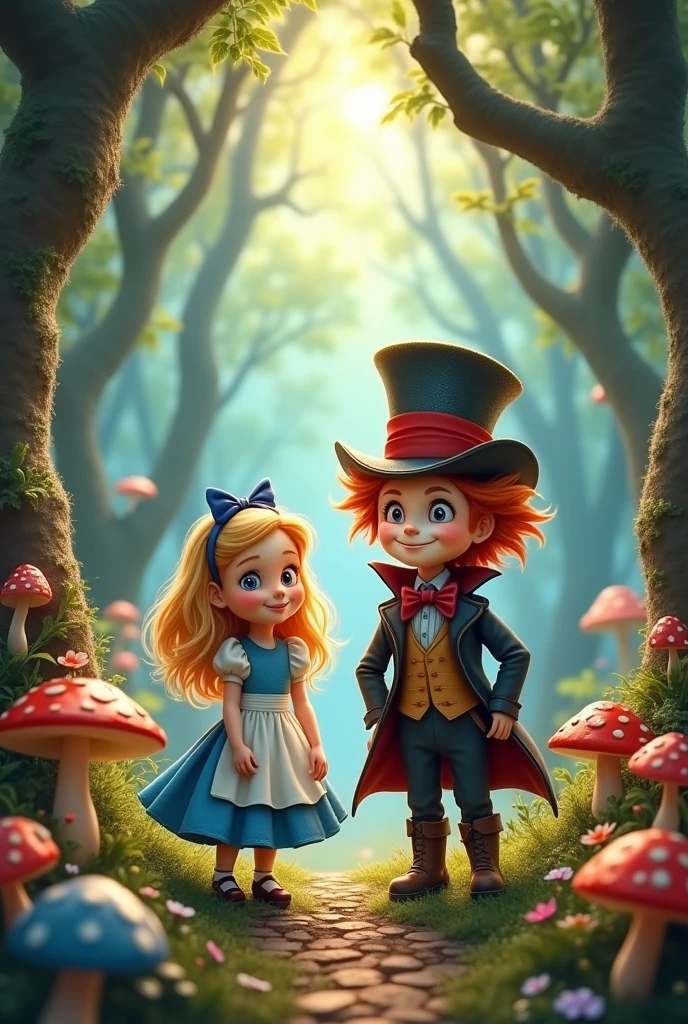 Alice in Wonderland, Alice and the Mad Hatter Children in the Enchanted Forest
