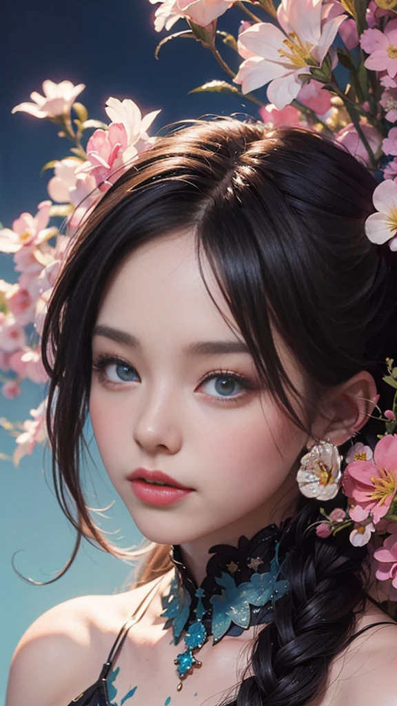 Add to_detail:2,1 Girl,detailed face,Princess,Taoism),flower, Platycodon ,Light pink and light blue style, Dreamy and romantic composition, light pink, ethereal foliage, Interesting arrangement,fantasy, High contrast, 墨迹Brushstrokes, explode, Overexposure, Purple and red tones impression , Abstract, ((John Burkey (John Berkey) and Jeremy Mann (Jeremy Mann) Watercolor )) Brushstrokes, Negative Space