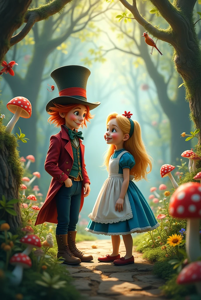 Alice in Wonderland, Alice and the Mad Hatter Children in the Enchanted Forest