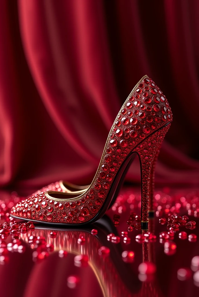 Hugh heels made of red rubbies 