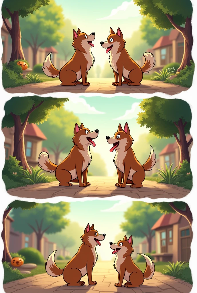 In a comic strip, a dog meets his owner again and gets nervous