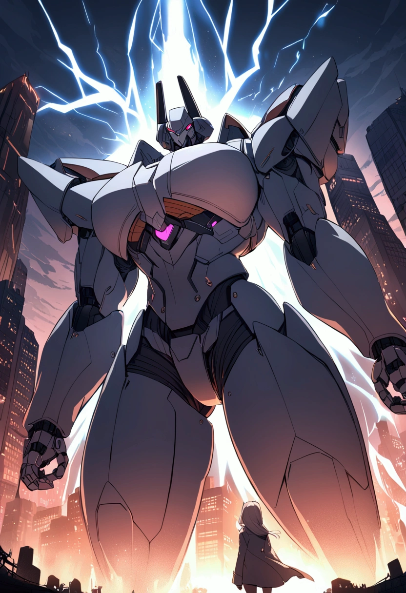 A giant robot sucks electricity from the city  