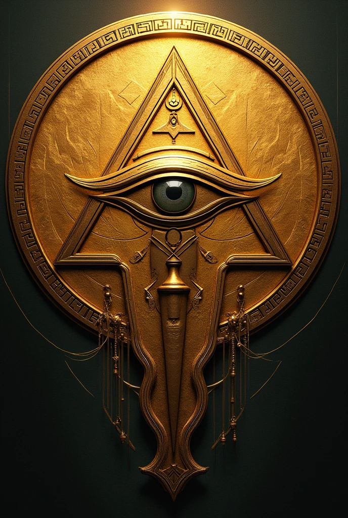 You can create the eye of RA with Egyptian symbols around a triangle that encloses the eye with golden tones in a circle eye of horus