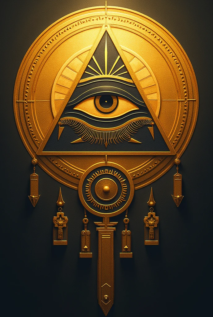 You can create the eye of RA with Egyptian symbols around a triangle that encloses the eye with golden tones in a circle eye of horus