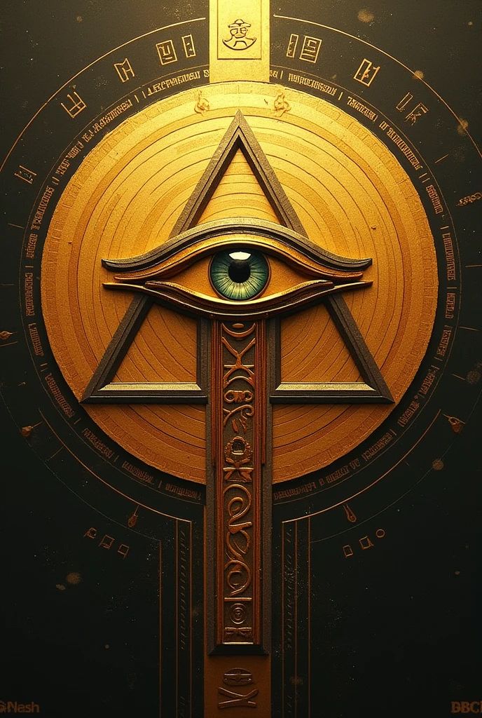 You can create the eye of RA with Egyptian symbols around a triangle that encloses the eye with golden tones in a circle eye of horus
