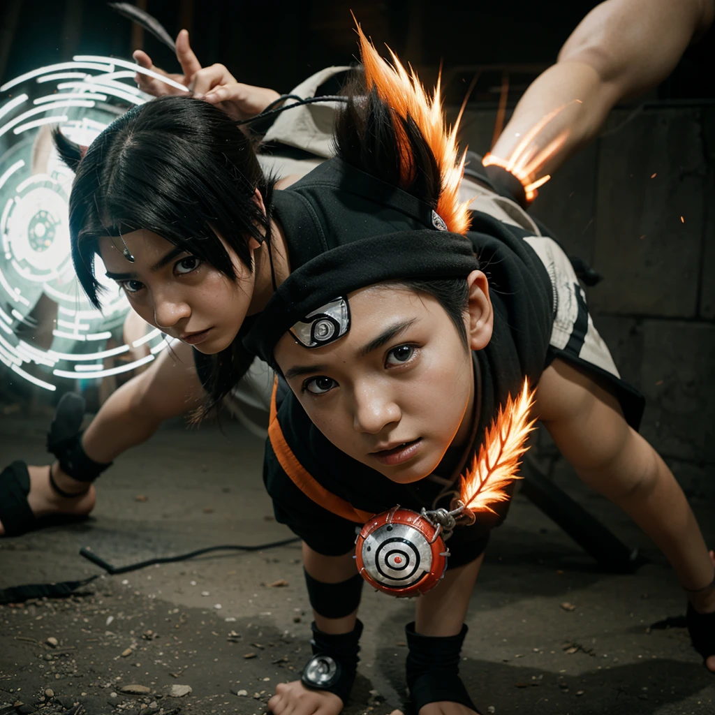 Naruto controlling the power of Kyubi at the age of 9.