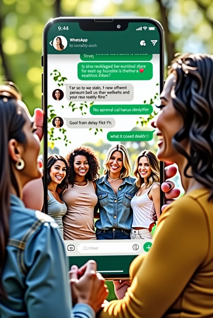 Create a screenshot of a WhatsApp conversation of women who are happy with the results of the Equilibrium obesity control program based on controlling emotions 