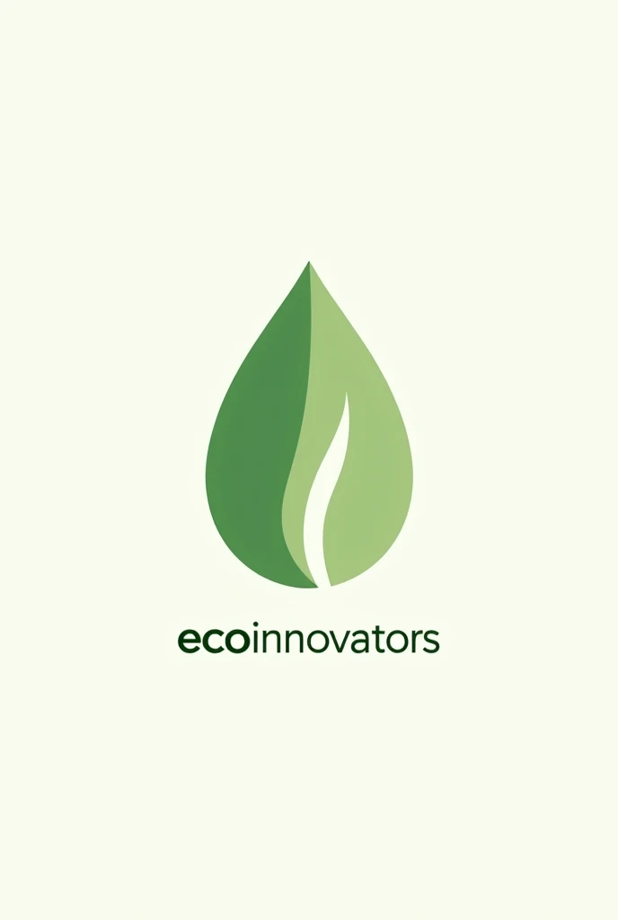 Logo description for generation in DALL-E: “A minimalist logo showing a stylized green leaf forming a drop of water, representing the union between nature and sustainability. The name &#39;EcoInnovators&#39; appears at the base in a modern and elegant dark green typeface..”]