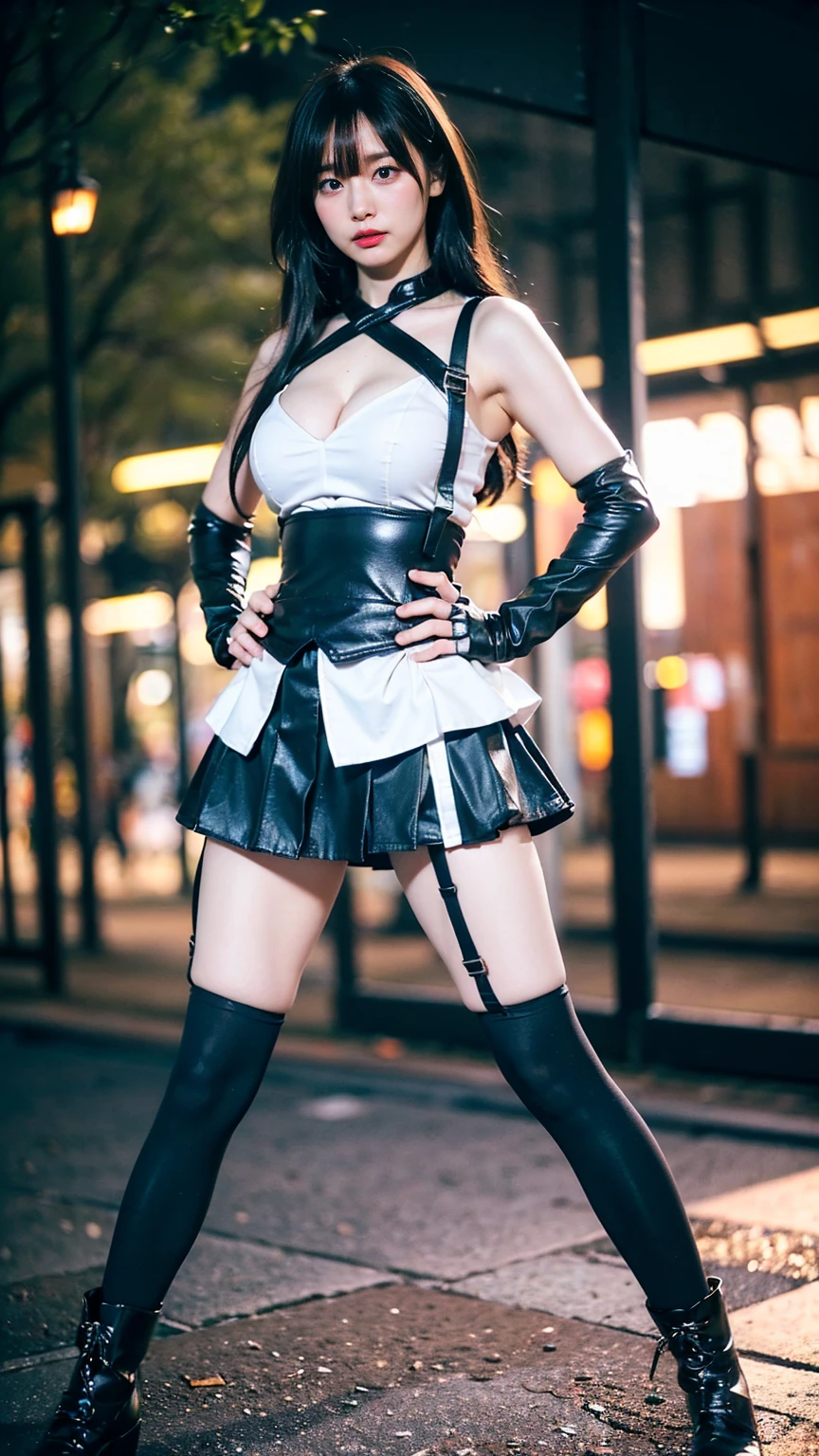 Wakana Ōtaki, kalafina, posing for picture, sexy, full body shot, shot from behind, palace background, sexy pose, elegant, nier automata cosplay dress, corsait, stockings, high heels, long boots, long legs, panties, lingerie, long gloves, choker, ponytail, very long hair, makeup, lipstick, hot attractive female, detailed face, perfect body, black hair, late hours, high resolution, best quality, 4k, looking at viewer, --auto --s2