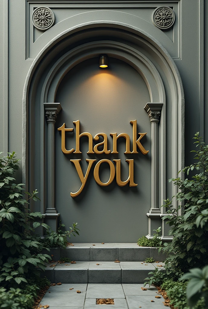 in letters the word thank you with a funeral home design