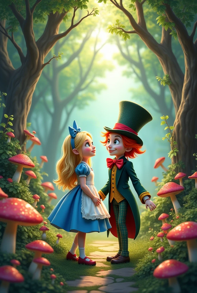 Alice in Wonderland, Alice and the Mad Hatter Children in the Enchanted Forest