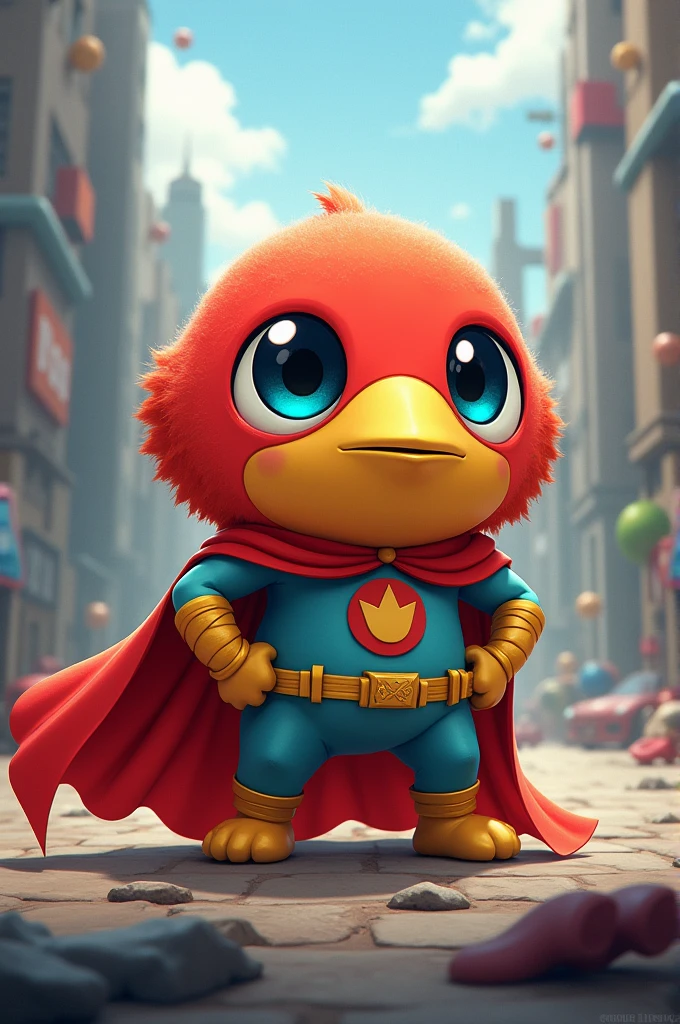 Pou dressed as a superhero