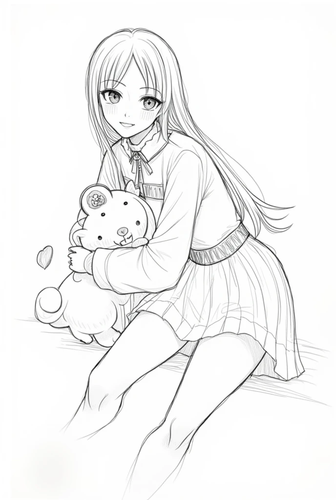 a sketch of a beautiful girl and adorable monster Wuba from monster hunters 