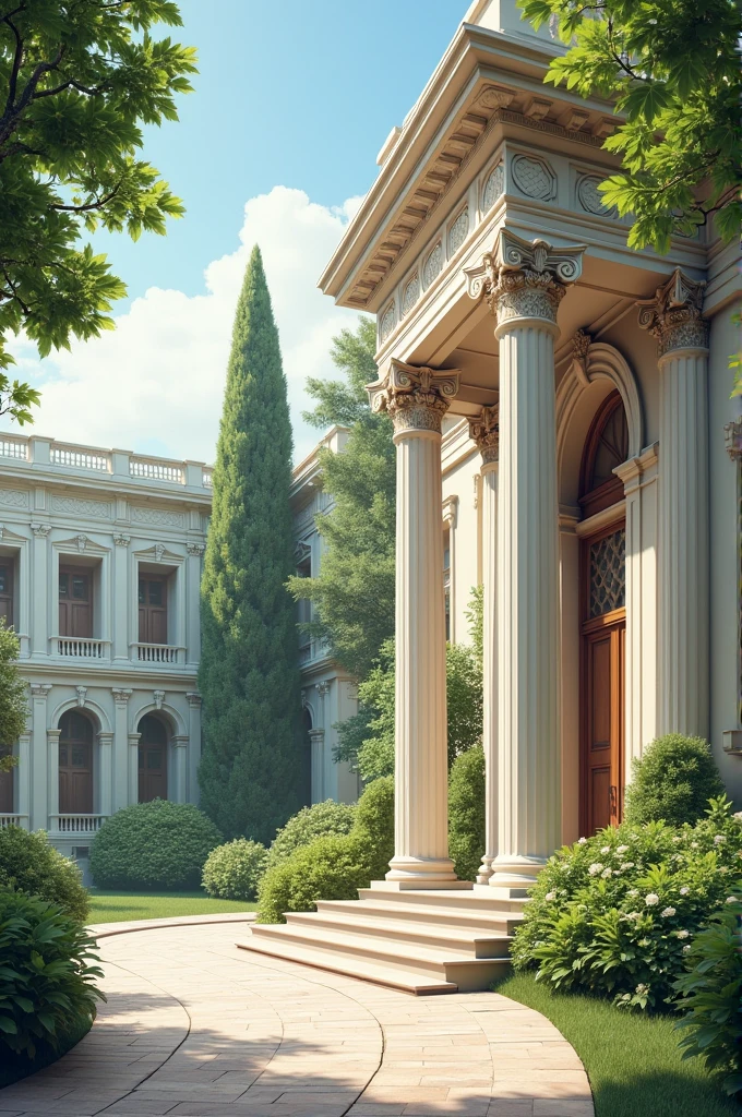 **Traditional Elegance**: Classic architecture with detailed moldings and symmetrical design.