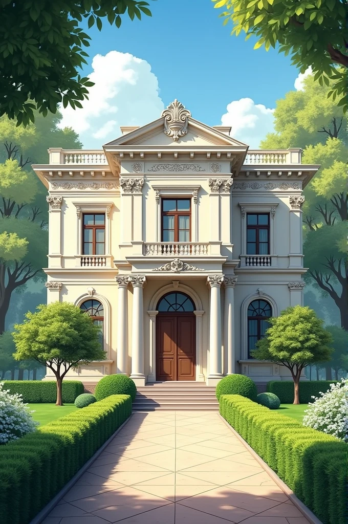 **Traditional Elegance**: Classic architecture with detailed moldings and symmetrical design.