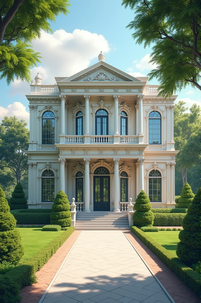 **Traditional Elegance**: Classic architecture with detailed moldings and symmetrical design.