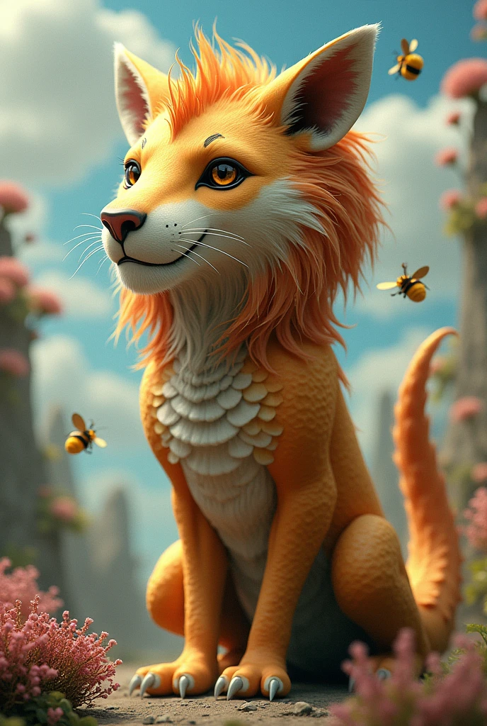 An imaginary friend (
lion nose dragon body fox ears bee head