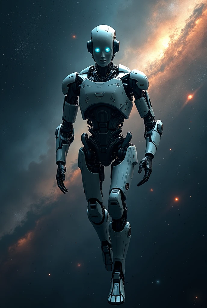 Art of a robot man in space art 8k