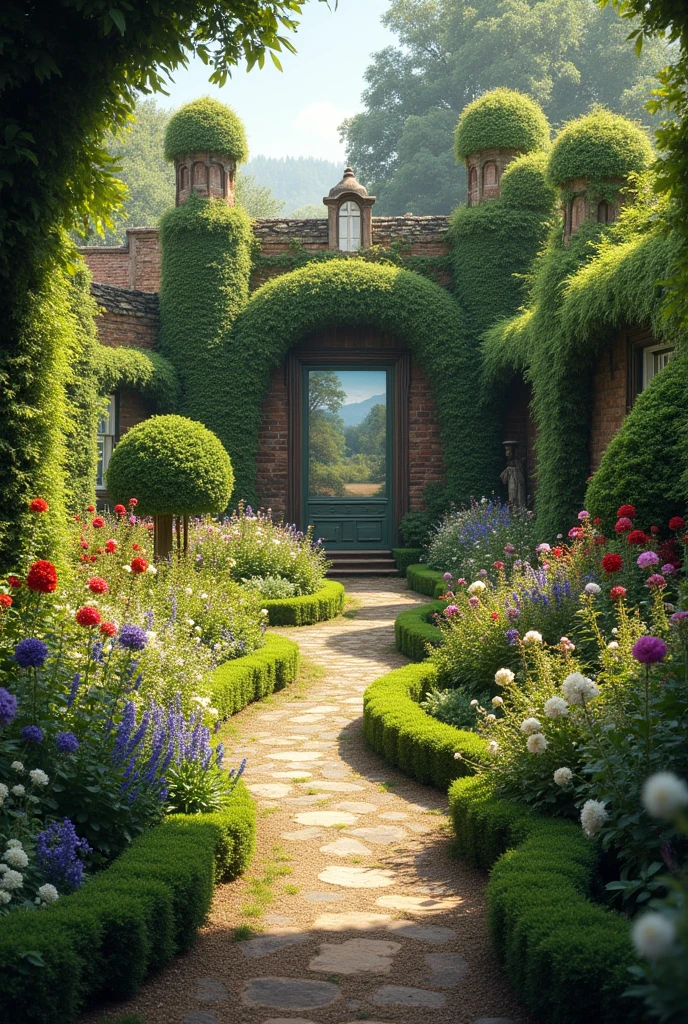 A real English garden that combines paintings and photographs