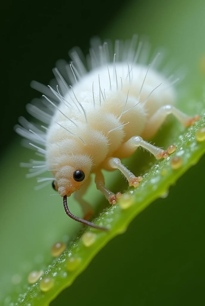 white mealybug sucking plant sap
