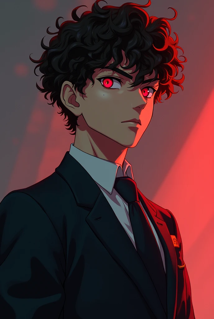 New character in detective conan his name is Kurosawa Kosho. A  boy with red eyes, curly brown hair, Caucasian complexion, have a mole under right eye, tall body, trained by the black organization