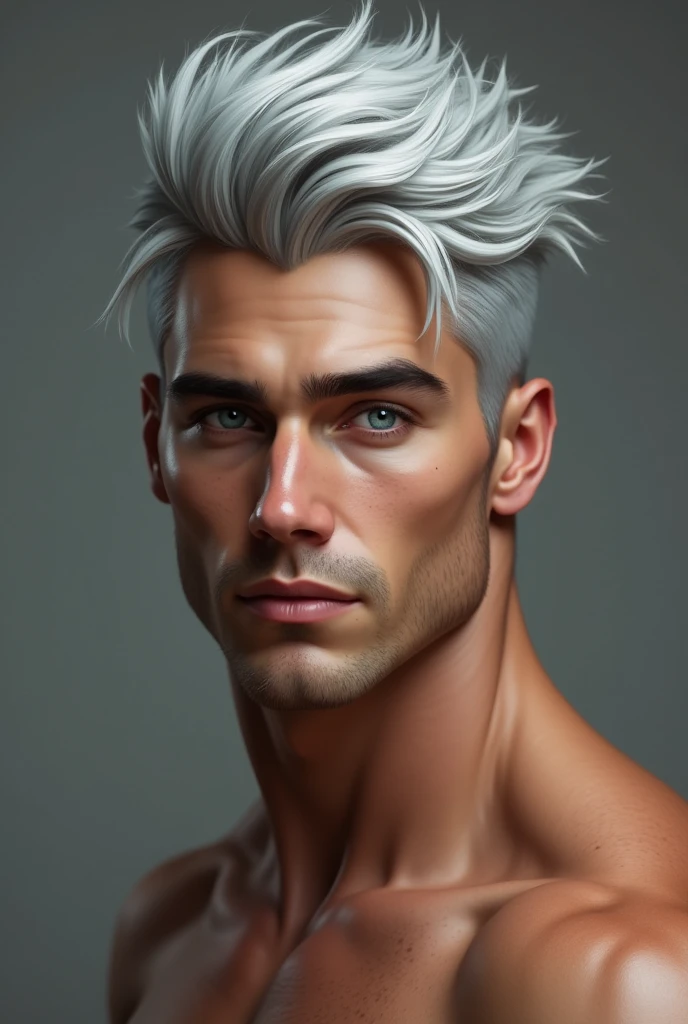 name :Alec age: 23 years eyes; blue body:muscular language: Portuguese sex:Male Hair;silver