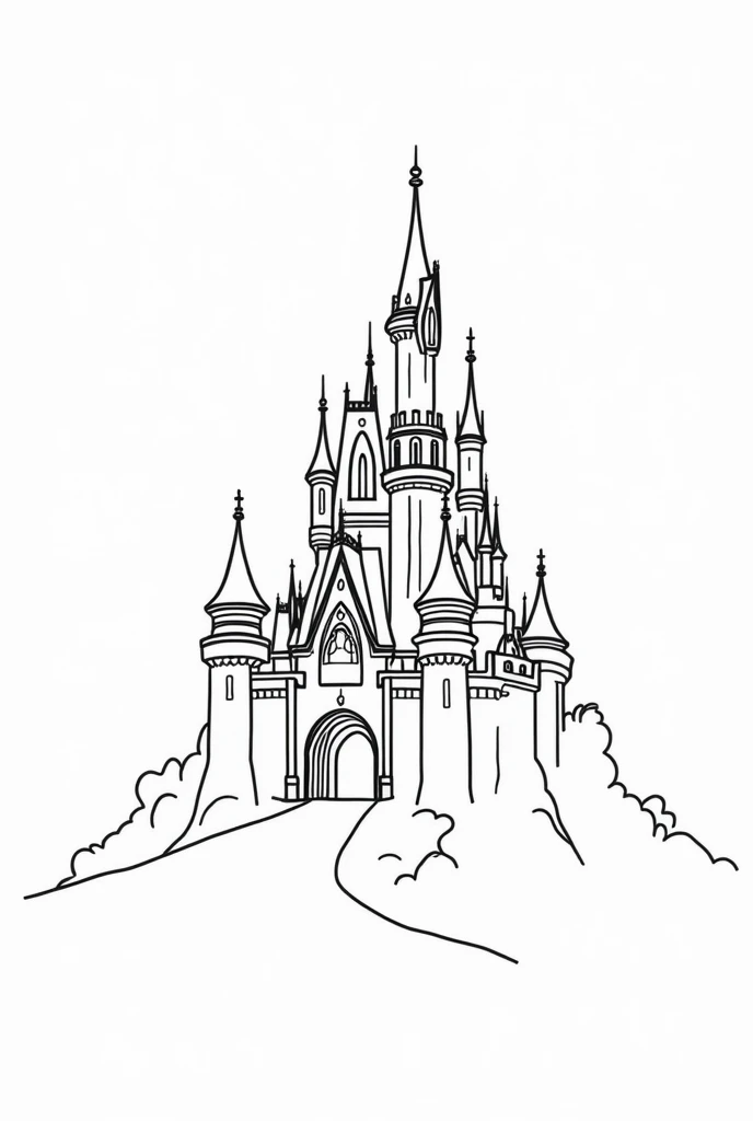 Castle drawing is made of contours and in black and white so that we can color the image later.