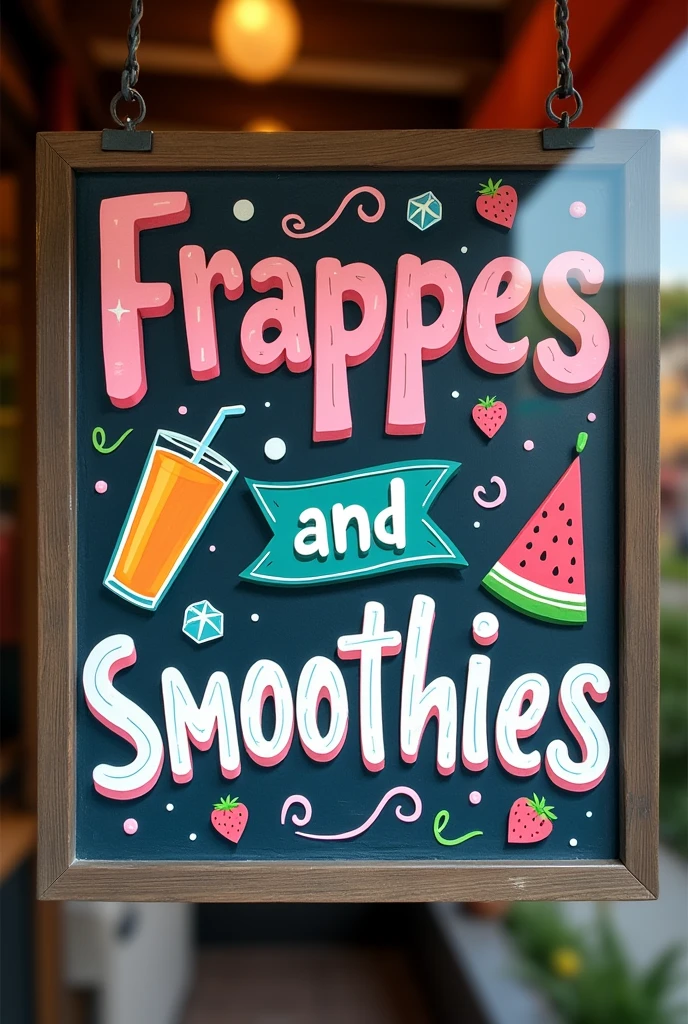 Crea un letrero que diga frappes y smoothies