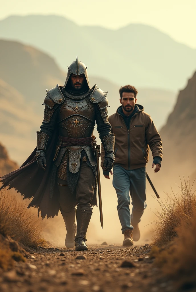 Spawns a warrior and a man walking forward