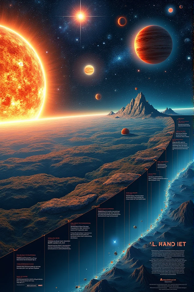 Make a timeline summarizing all the events from the origin of the universe to human evolution, organize the information in chronological order and graphically show the main processes that have occurred (aka use images/drawings).