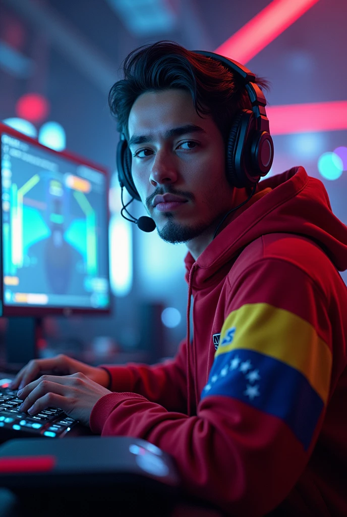 An image for my kick profile, I want it to have a gaming theme showing my username which is; JamDae and placing the flag of my country, What is Venezuela?. The image must be 128x128