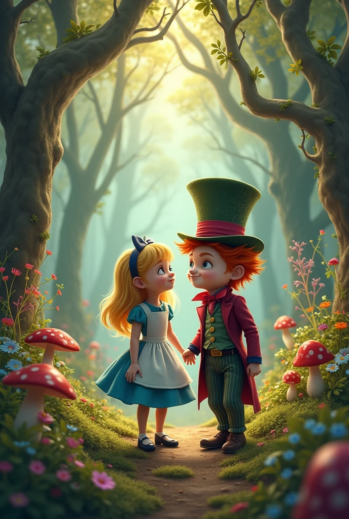 Alice in Wonderland, Alice and the Mad Hatter Children in the Enchanted Forest