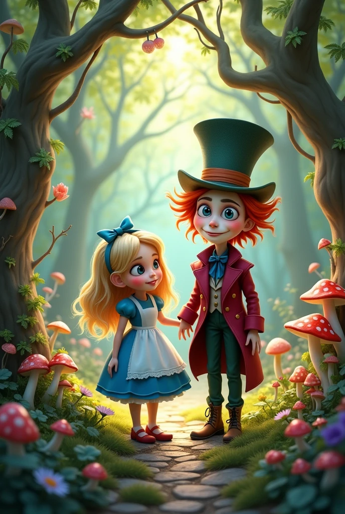 Alice in Wonderland, Alice and the Mad Hatter Children in the Enchanted Forest