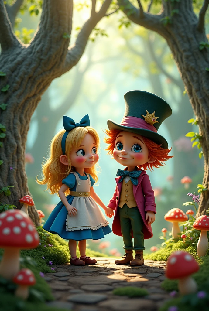 Alice in Wonderland, Alice and the Mad Hatter Children in the Enchanted Forest