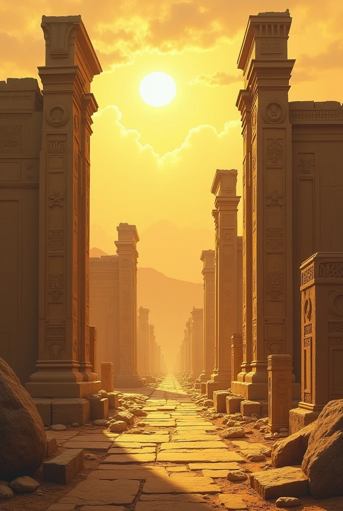 A background from ancient times in Persepolis with orange and dark yellow colors from a different view please