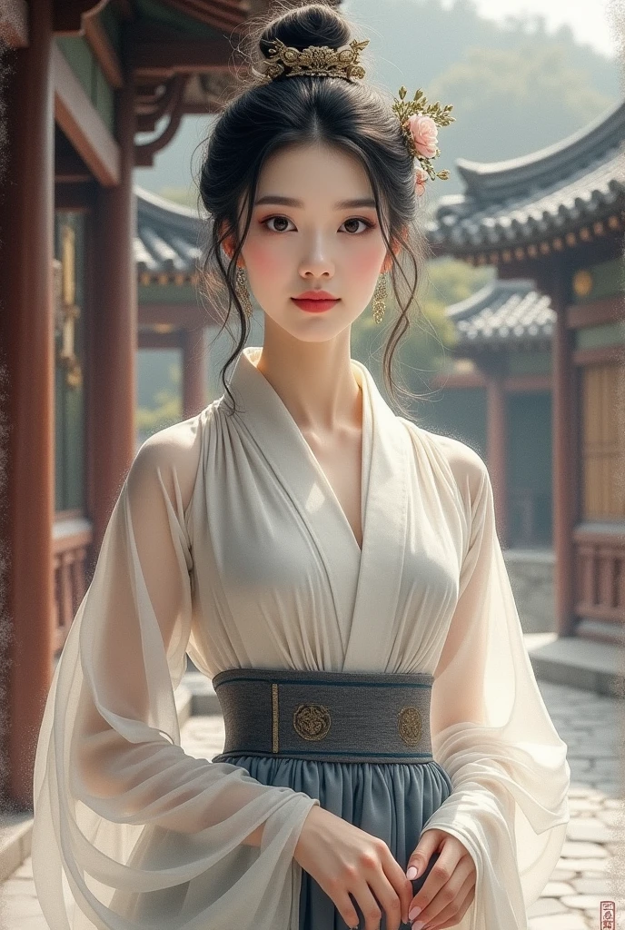a sketch of a beautiful gorgeous sexy girl and the nineteenth century korean Kisaeng,