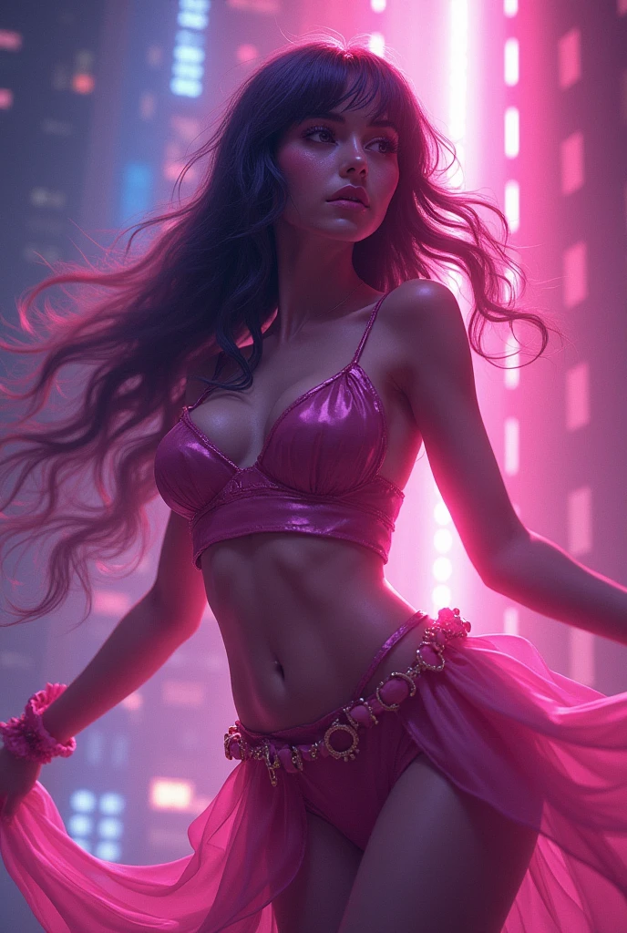 (masterpiece, best quality), 1lady, solo, masterpiece, artstation, dynamic, charming, magical, unreal engine, fantastically beautiful, illustration, dramatic lighting, rave background, neon glow, maximalist, ahri, nsfw,